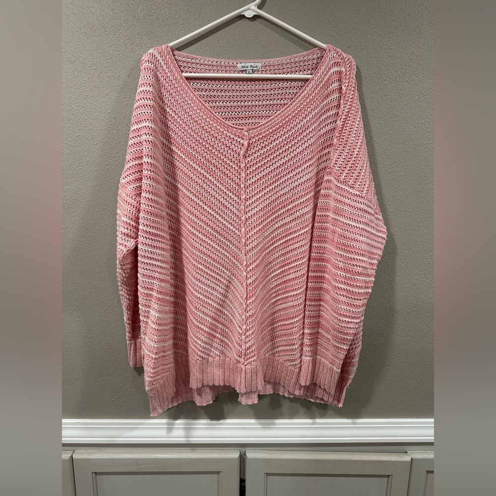 ‼️‼️White Birch Pink Striped Women's Sweater - Picture 3 of 7